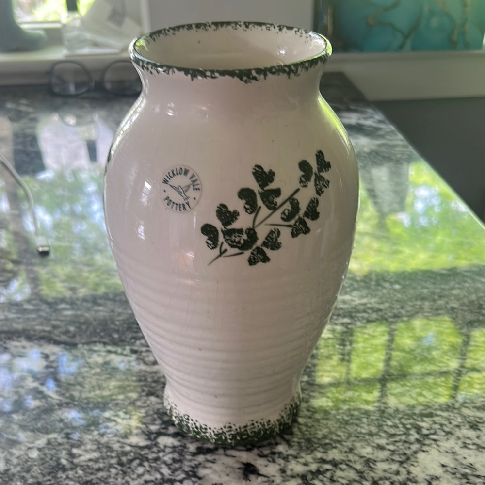 Hand made Pottery Vase with Shamrocks